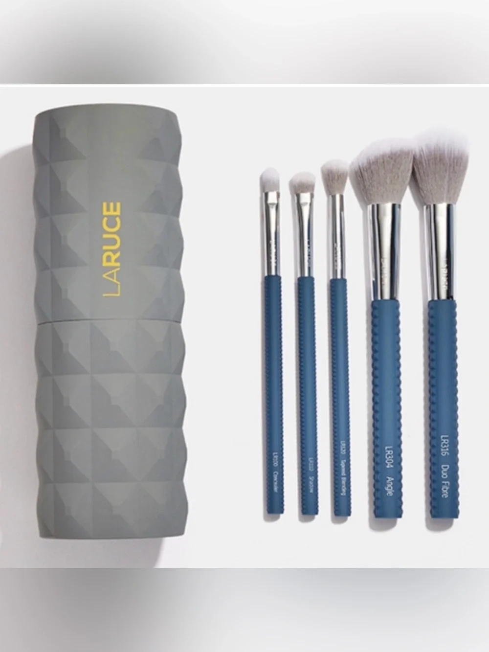 Laruce Beauty Christine 5 PC Makeup Cosmetic Brush Set and Hard Case Gray NEW